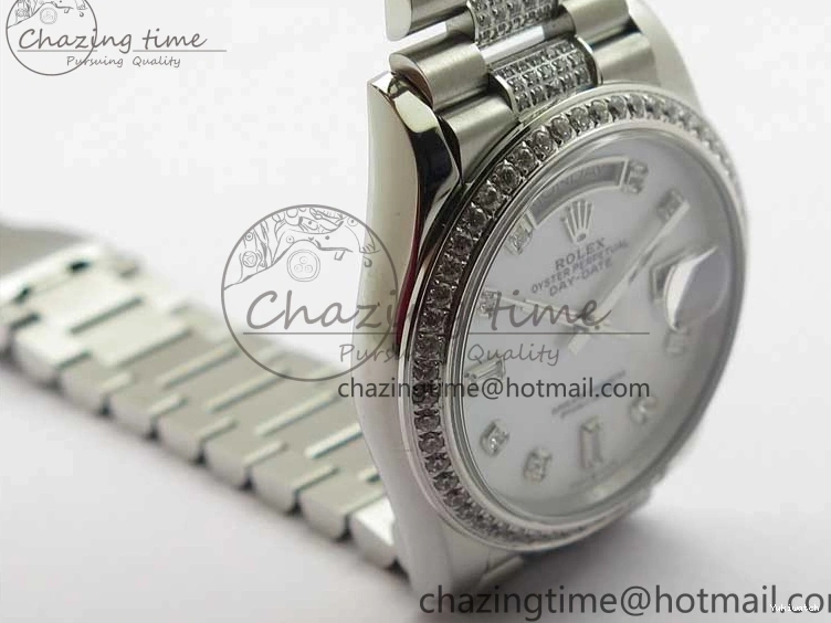 President Dial Crystal SS White Crystal Bracelet MOP on Best SS 128239 Edition Day-Date 36mm Marker A2836 BP 0117